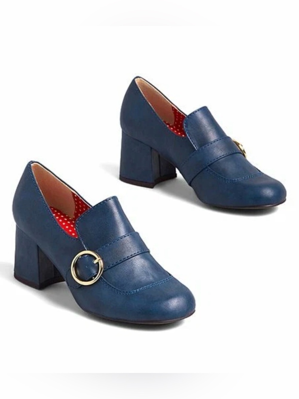 B.A.I.T. Women's Retro Denim Navy Catberry Loafers Size 9 EUC Chunky Heel